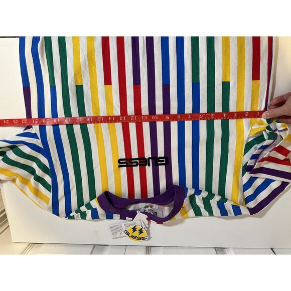Guess J Balvin 2020 rainbow stripe white t shirt NEW NWT M Medium men  spell out - Picture 14 of 16